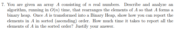 Solved 7. You are given an array A consisting of n real | Chegg.com
