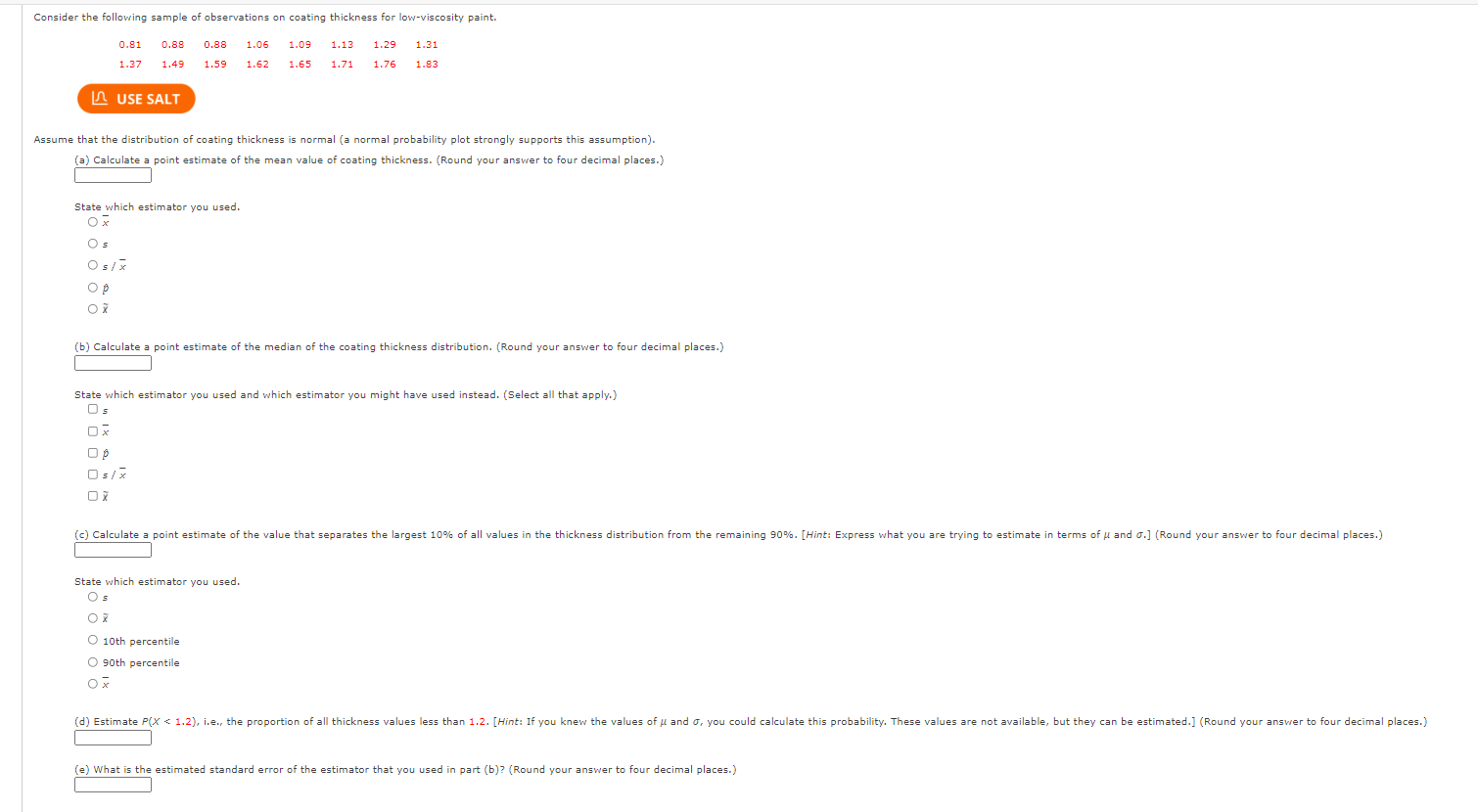 Solved Consider the following sample of observations on