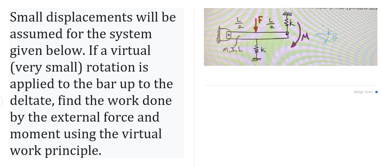 Small displacements will be assumed for the system | Chegg.com
