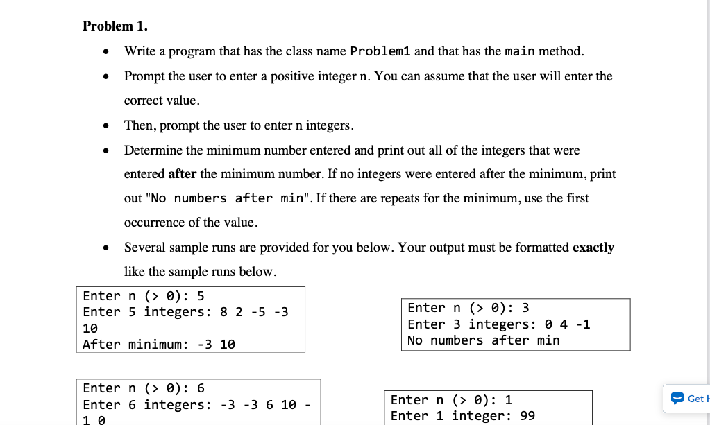 Solved Problem 1. - Write a program that has the class name | Chegg.com