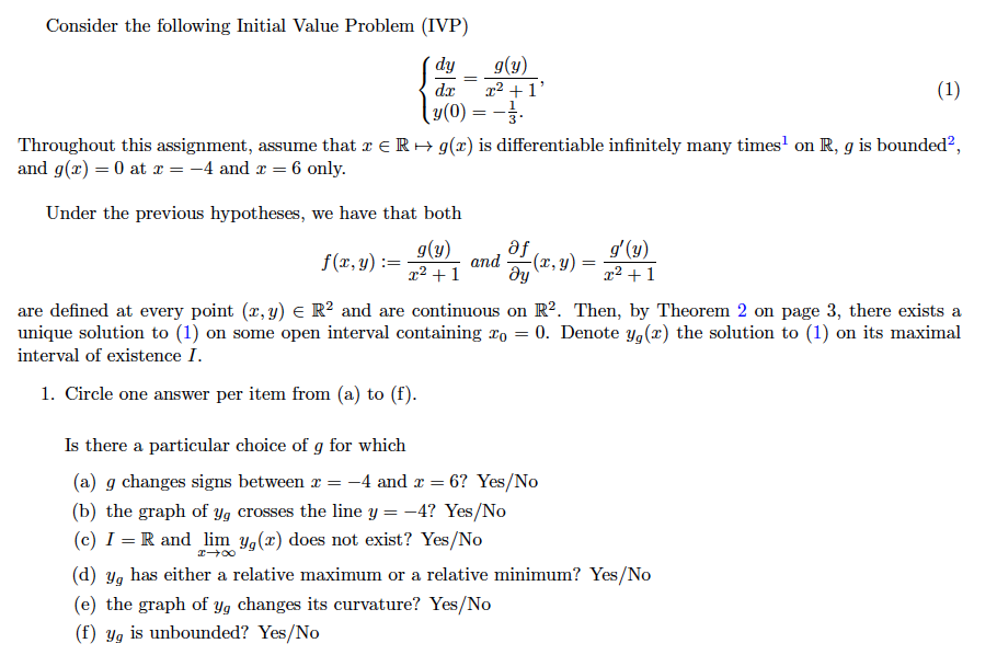 Solved Consider the following Initial Value Problem (IVP) | Chegg.com