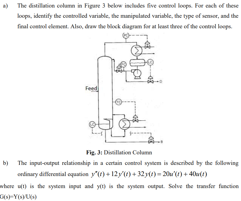 Solved a) The distillation column in Figure 3 below includes