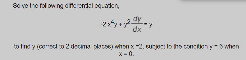 Solved Solve the following differential equation, -2 x+y + y | Chegg.com