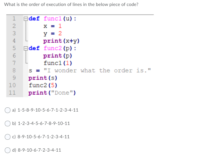 Solved What Is The Order Of Execution Of Lines In The Bel Chegg Com