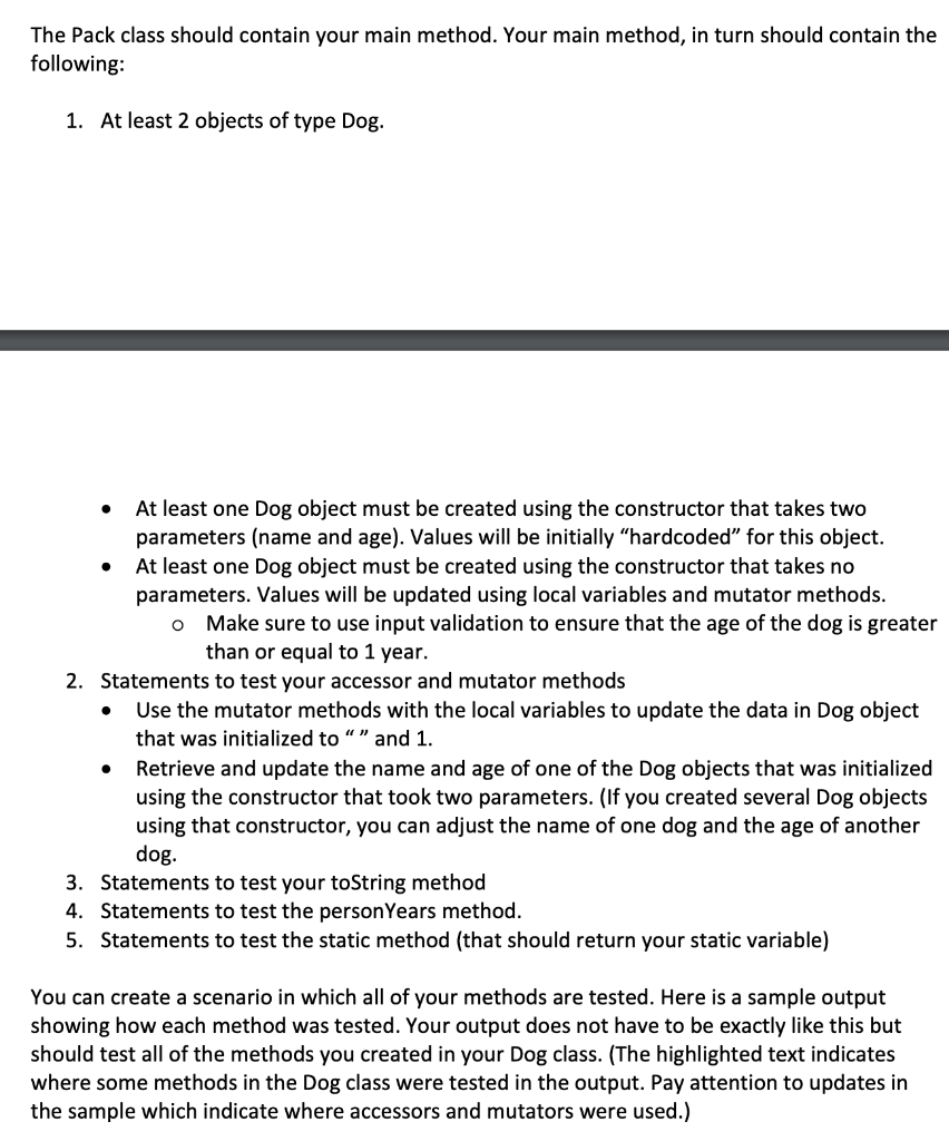 Solved Java Exercise 7 Class Exercise - Dog (40 points) and | Chegg.com