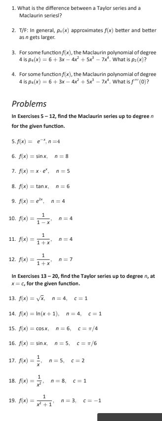 Solved 1 X 1 What Is The Difference Between A Taylor Ser Chegg Com