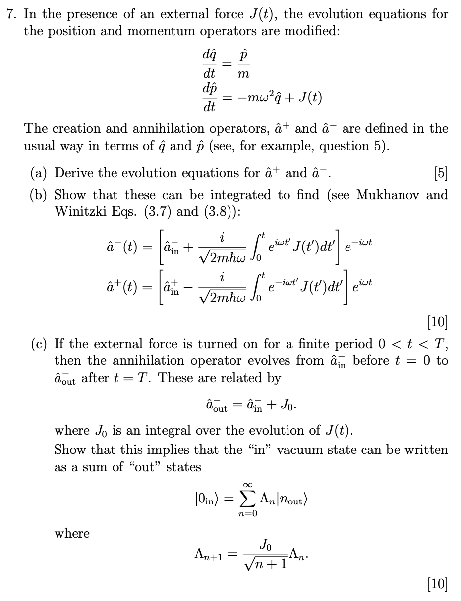 Solved T 7 In The Presence Of An External Force J T Th Chegg Com