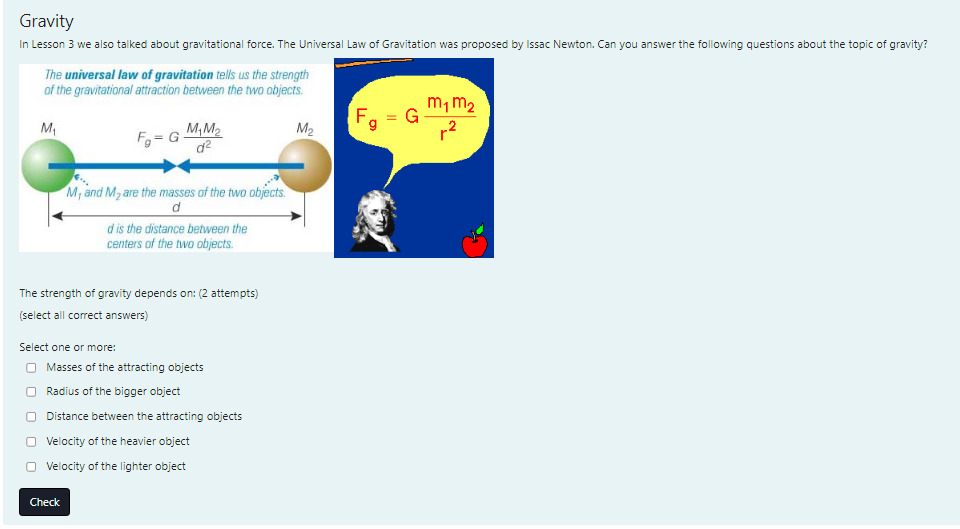 Solved Gravity In Lesson 3 we also talked about | Chegg.com