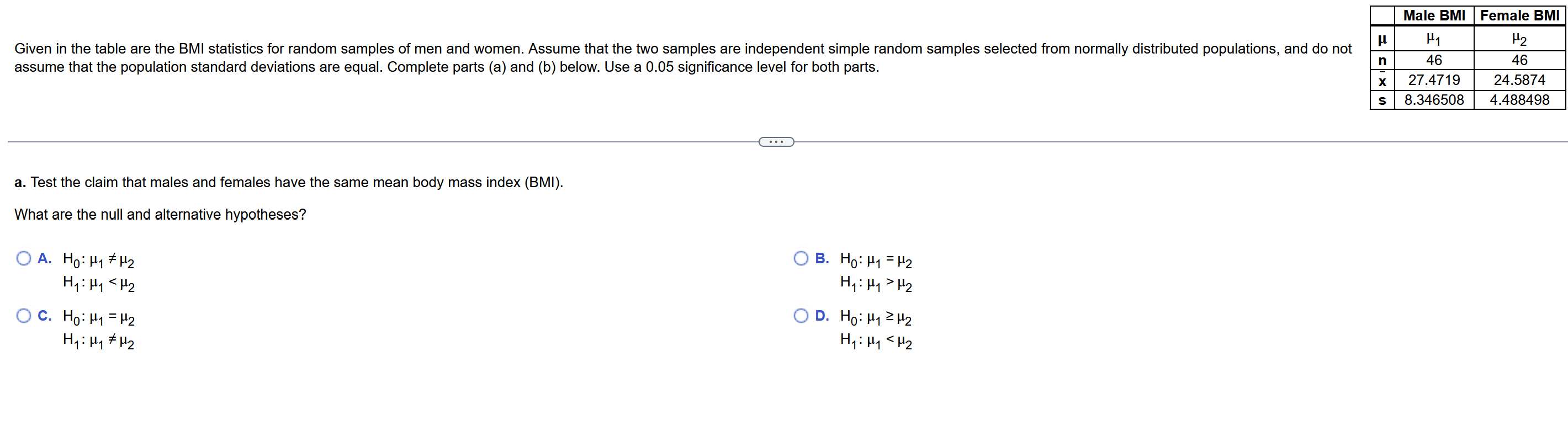 Solved assume that the population standard deviations are | Chegg.com
