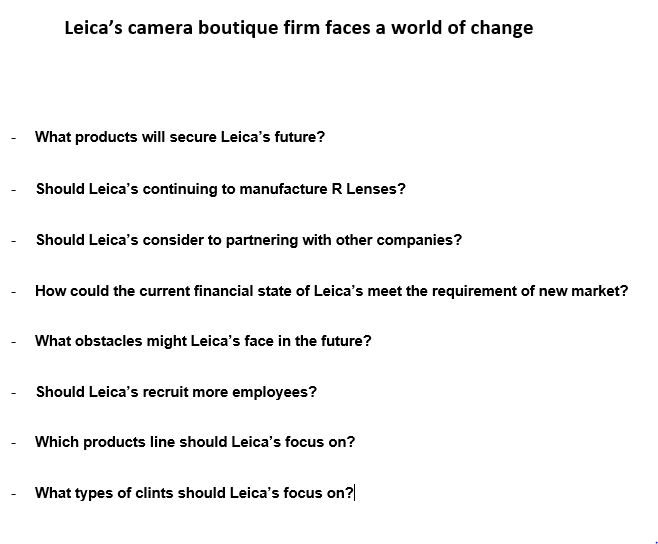 Leica's camera boutique firm faces a world of change | Chegg.com