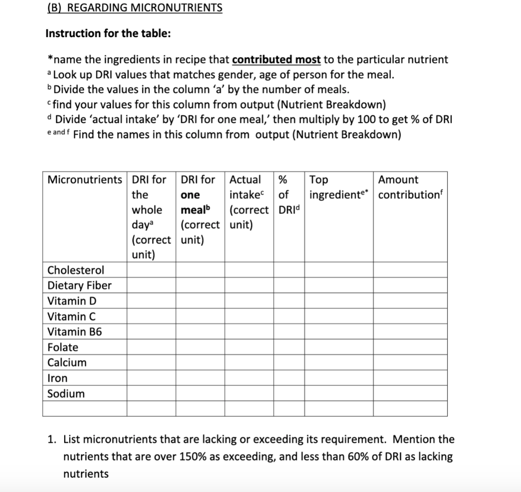 B Regarding Micronutrients Instruction For The T Chegg Com