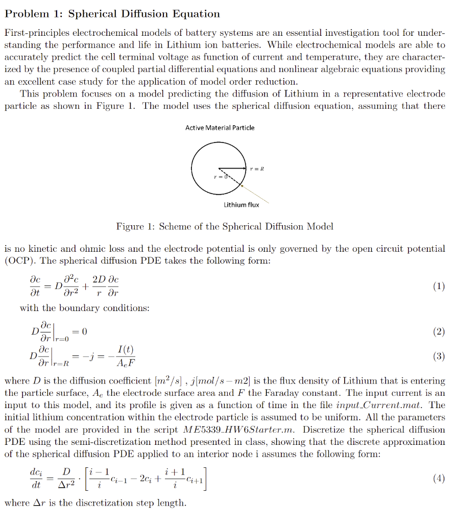 Problem 1: Spherical Diffusion Equation | Chegg.com