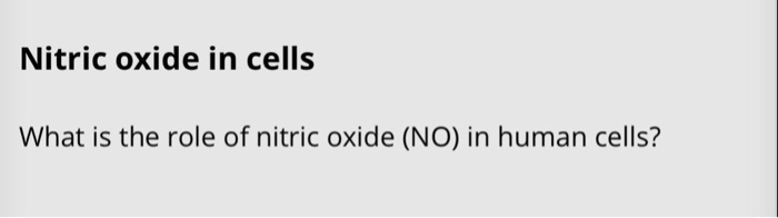 Solved Nitric Oxide In Cells What Is The Role Of Nitric | Chegg.com