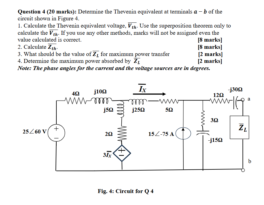 Solved Question 4 (20 ﻿marks): Determine the Thevenin | Chegg.com