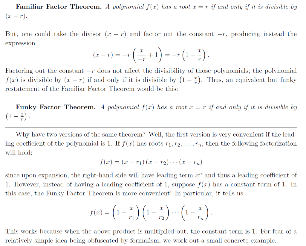 Solved Familiar Factor Theorem A Polynomial F X Has A R Chegg Com