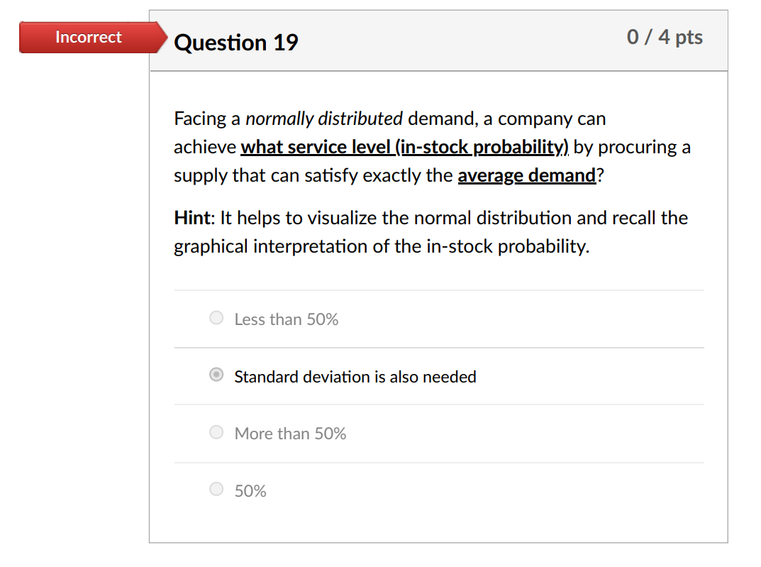 Solved Facing a normally distributed demand, a company can | Chegg.com