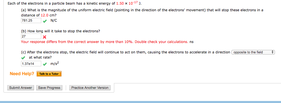 Solved Each of the electrons in a particle beam has a | Chegg.com