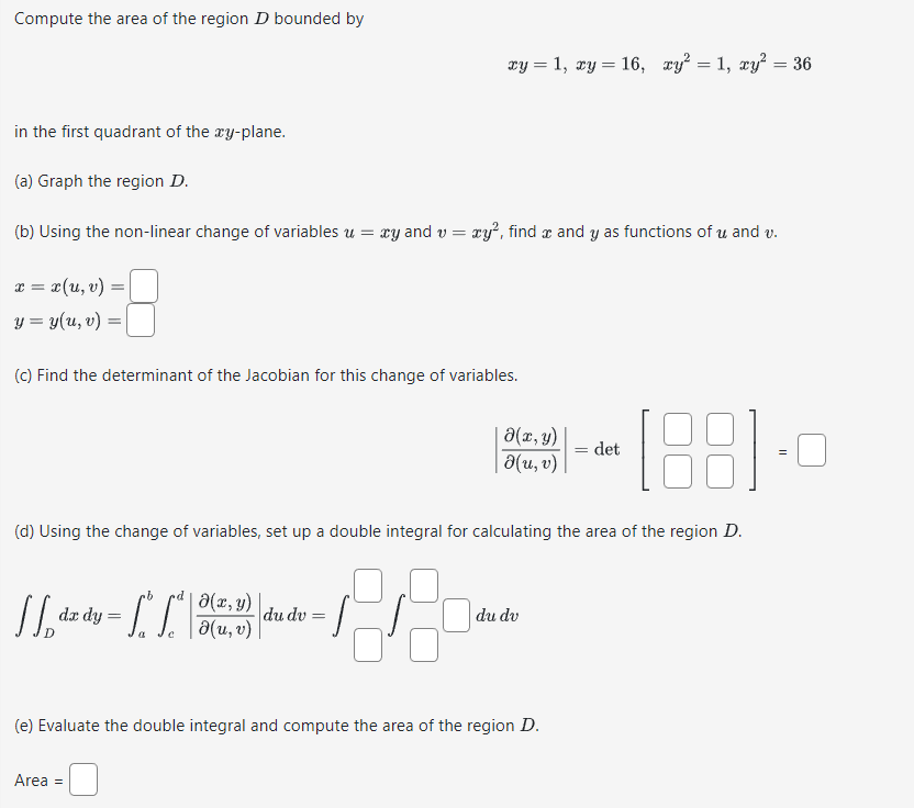 Solved Compute the area of the region D bounded by | Chegg.com