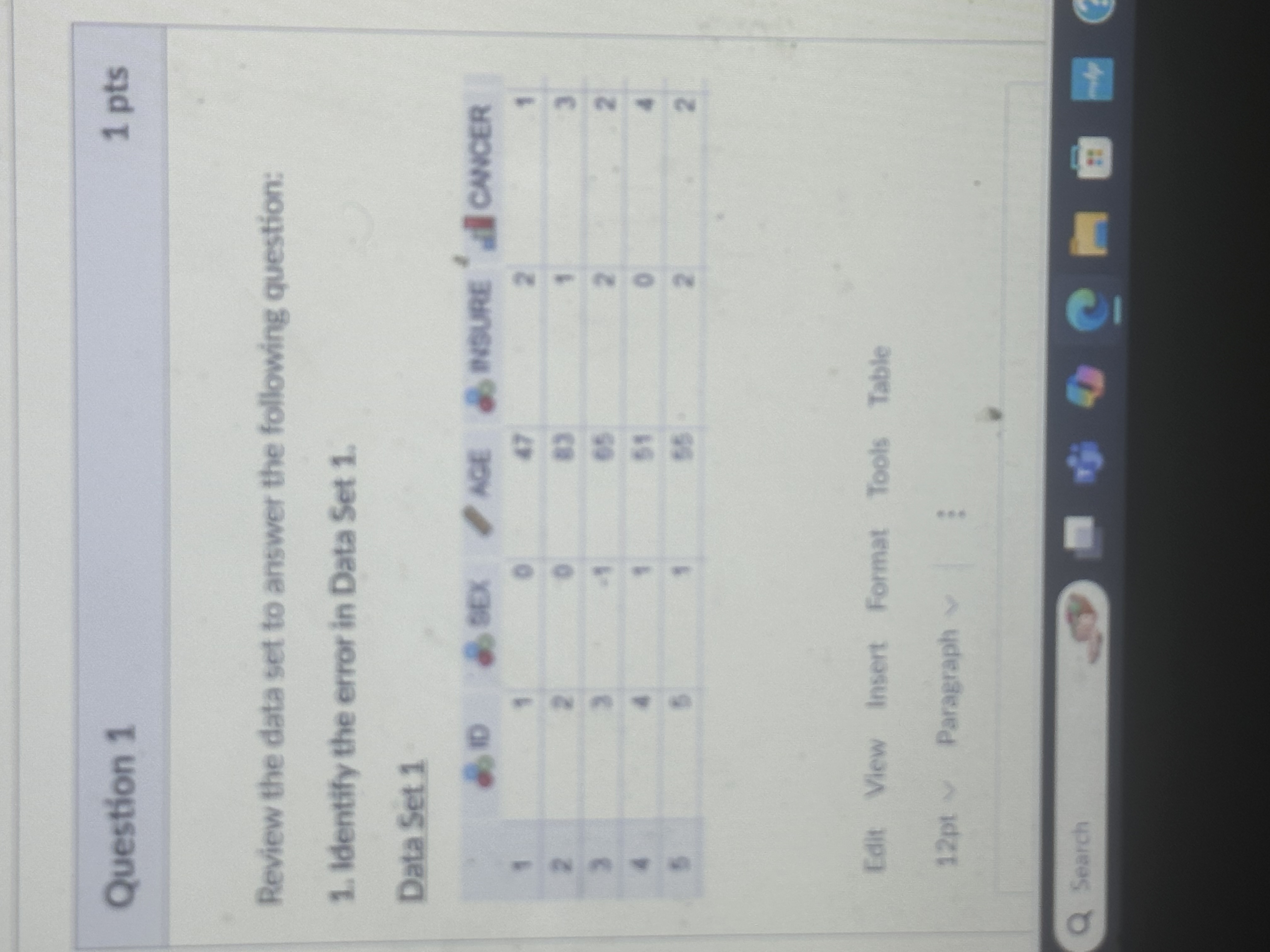 Solved Question 1Review the data set to answer the following | Chegg.com