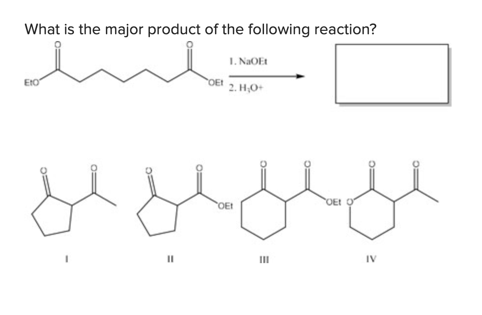 Solved What Is The Major Product Of The Following Reaction Chegg Com