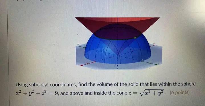 Solved Using spherical coordinates, find the volume of the | Chegg.com