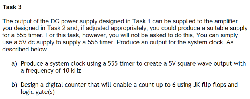 Solved The Output Of The DC Power Supply Designed In Task 1 | Chegg.com