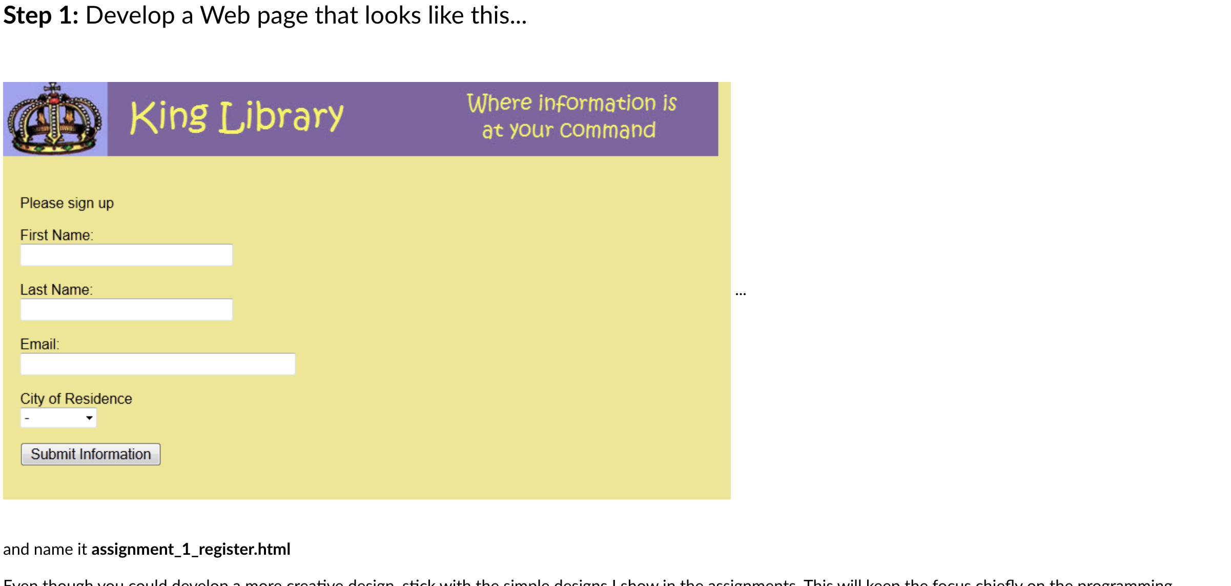 Solved Step 1: Develop a Web page that looks like this... | Chegg.com