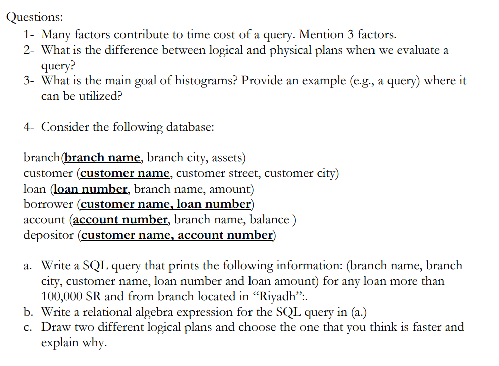 Solved Questions: 1- Many factors contribute to time cost of | Chegg.com