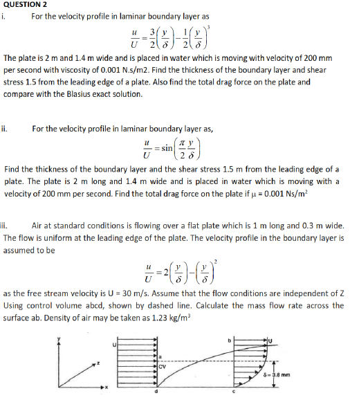 Solved QUESTION 2 I. For The Velocity Profile In Laminar | Chegg.com