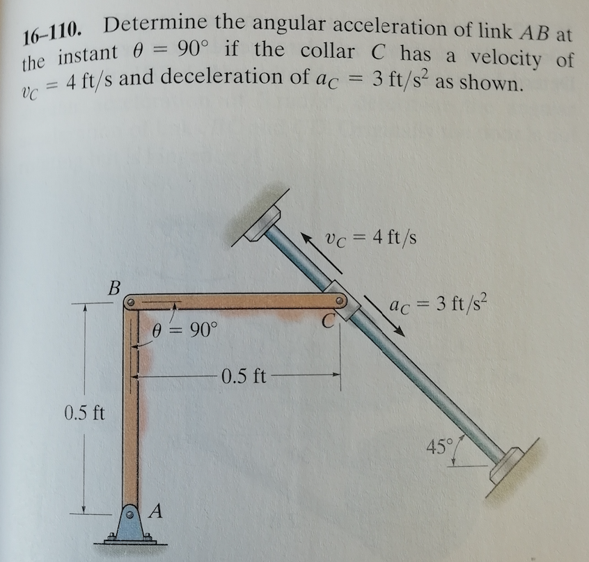Solved 16-110. Determine the angular acceleration of link AB | Chegg.com