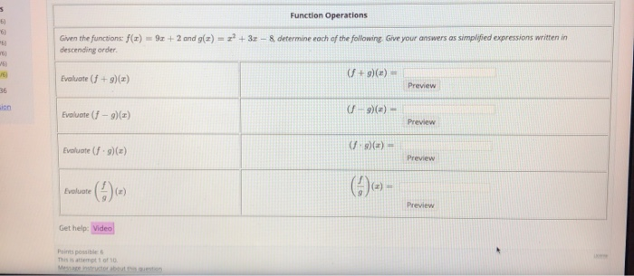 Solved Function Operations 6) Given the functions: f(x) | Chegg.com