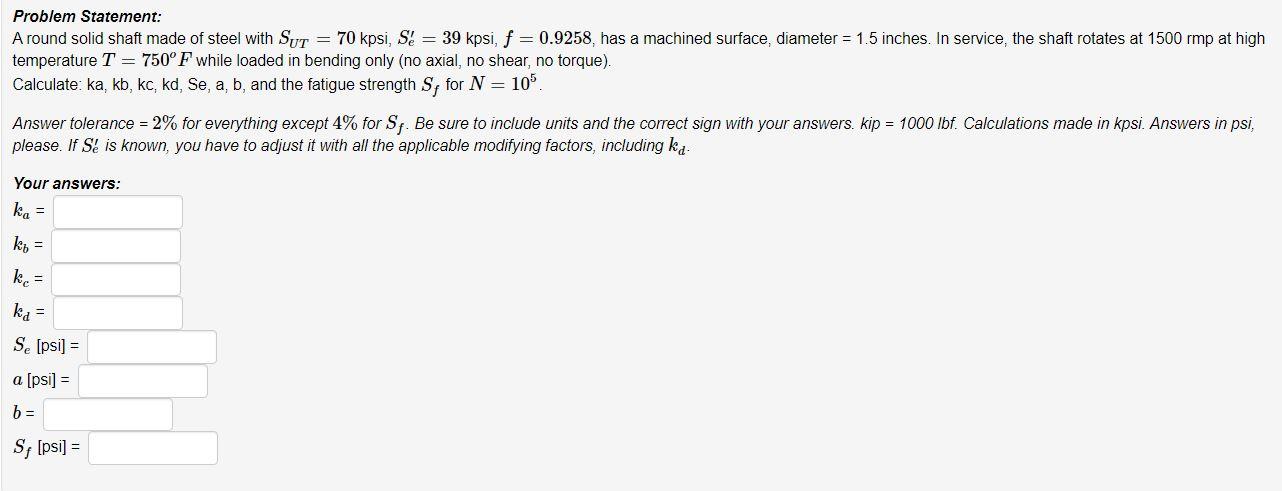 Solved Problem Statement: A round solid shaft made of steel | Chegg.com