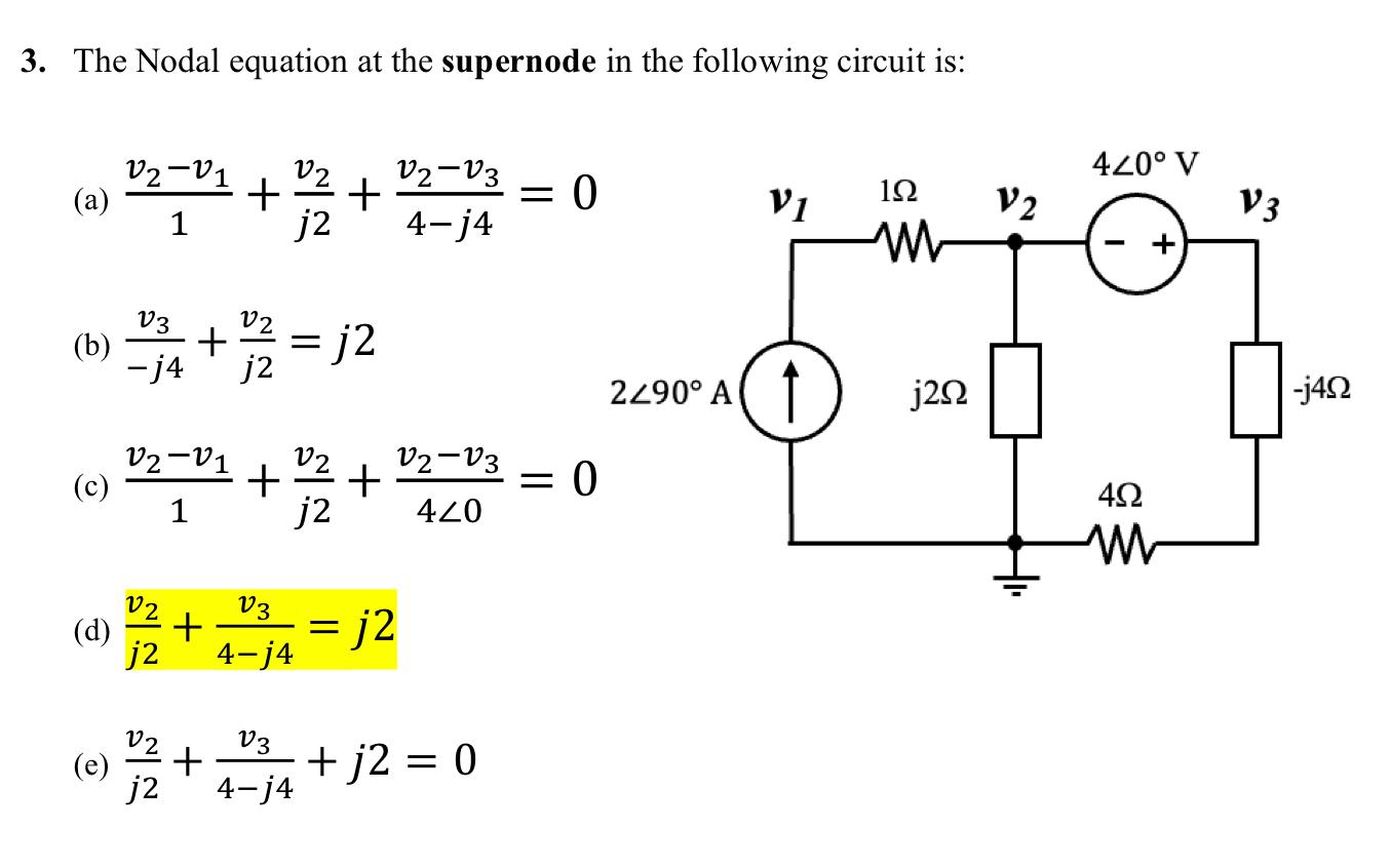 Solved The Nodal equation at the supernode in the following | Chegg.com