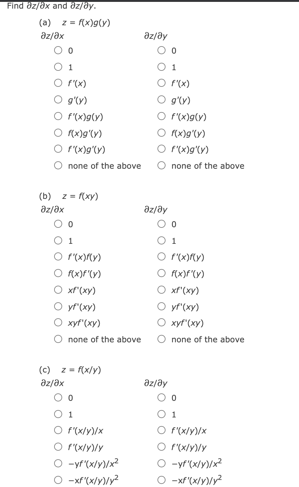 Solved Find Az Ax And Az Ay F X G Y A Z Az Ax Az Ay Chegg Com