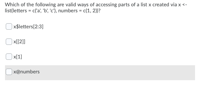 Solved Which of the following are valid ways of accessing | Chegg.com