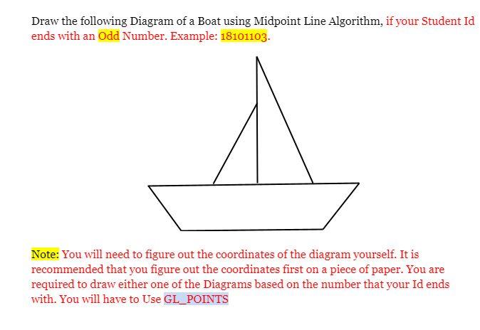 Solved Draw the following Diagram of a Boat using Midpoint | Chegg.com