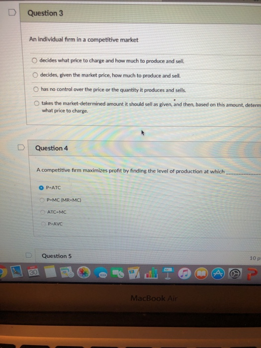 Solved D Question 3 An individual firm in a competitive | Chegg.com