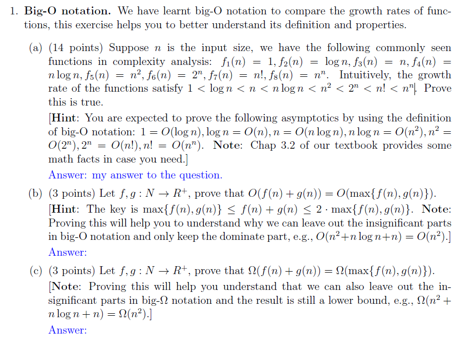Solved Big-O notation. We have learnt big-O notation to | Chegg.com