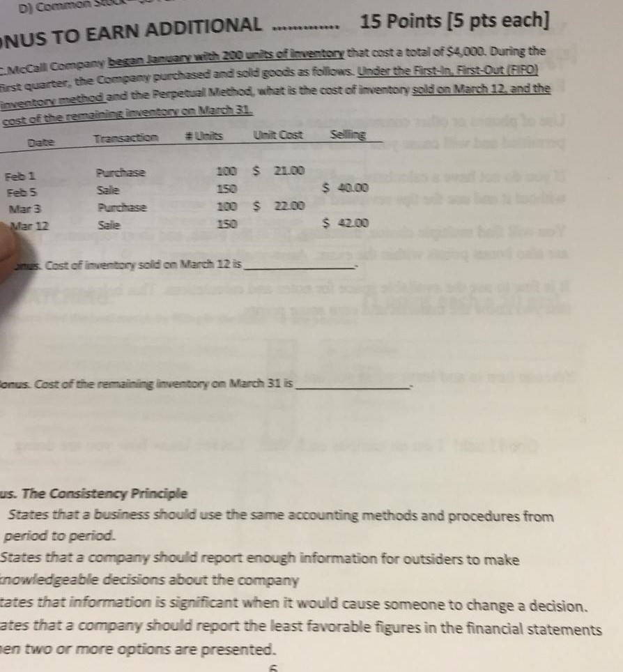 Solved D) Common 15 Points [5 pts each] NUS TO EARN | Chegg.com