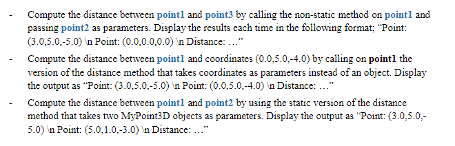 Solved We want you to write a MyPoint3D Java class that | Chegg.com