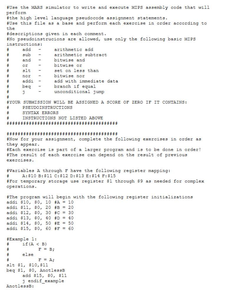 Solved \#use The Mars Simulator To Write And Execute Mips 