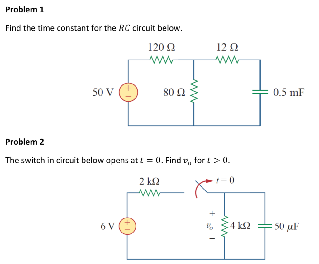 Rc circuit problems homework help