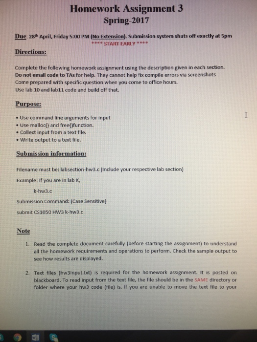 Homework Assignment 3 Spring 2017 Due: 28th April, | Chegg.com