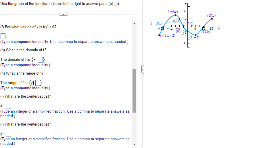 Solved Use the graph of the function f shown to the right to | Chegg.com