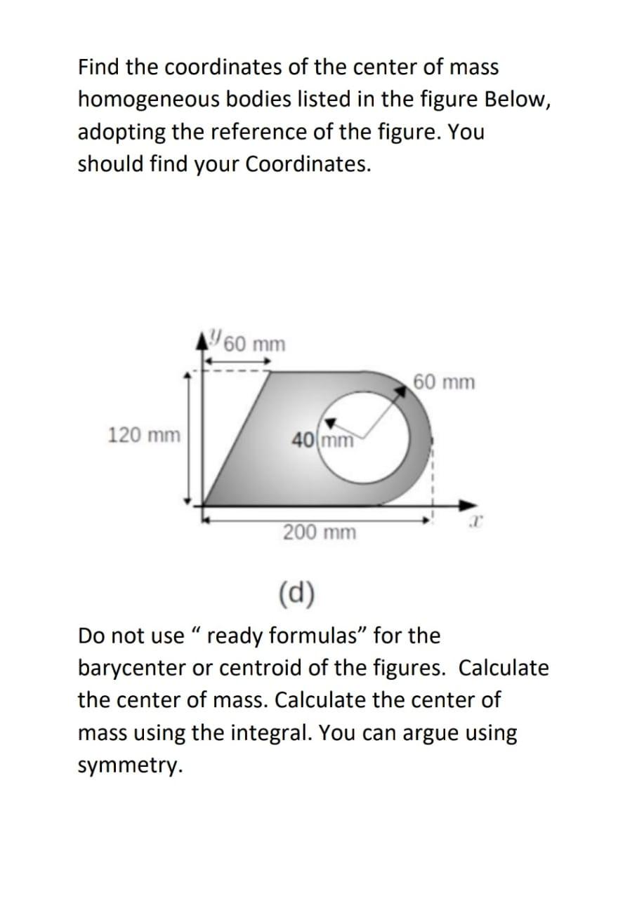 Solved Find The Coordinates Of The Center Of Mass | Chegg.com