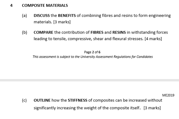 Solved 4 COMPOSITE MATERIALS (a) DISCUSS the BENEFITS of | Chegg.com