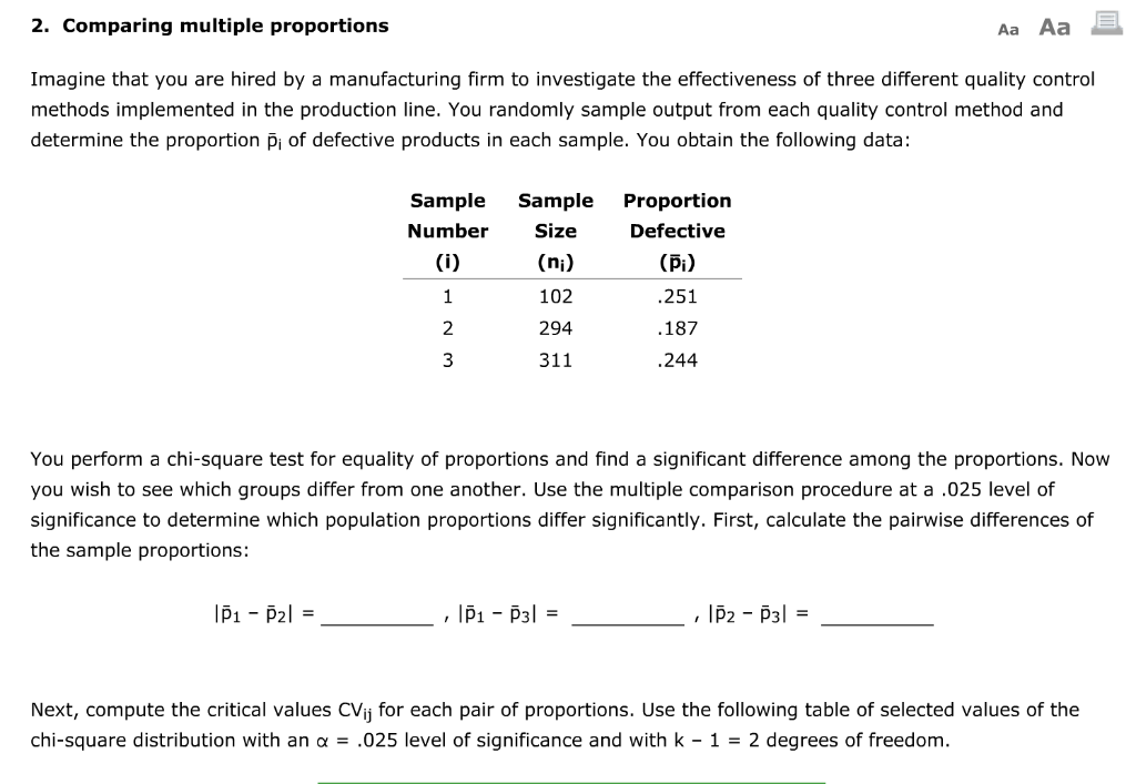 Solved 2. Comparing multiple proportions Imagine that you | Chegg.com