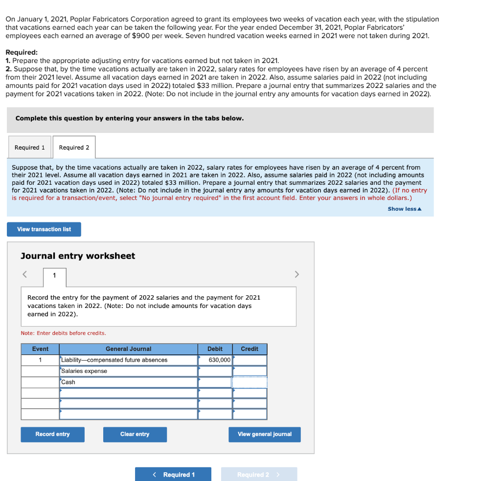 Solved On January 1, 2021, Poplar Fabricators Corporation