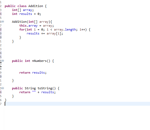 Solved public class Addition { int[] array; int results; } | Chegg.com