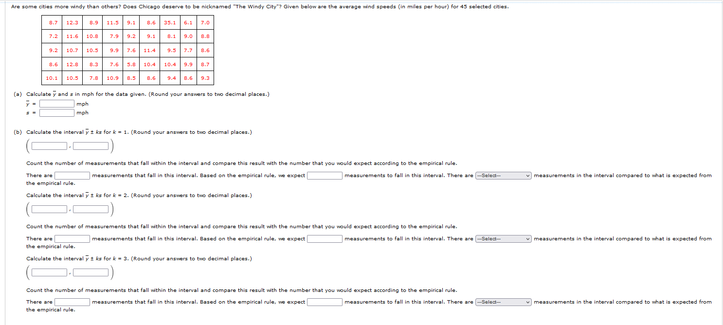 Solved (a) Calculate yˉ and s in mph for the data given. | Chegg.com